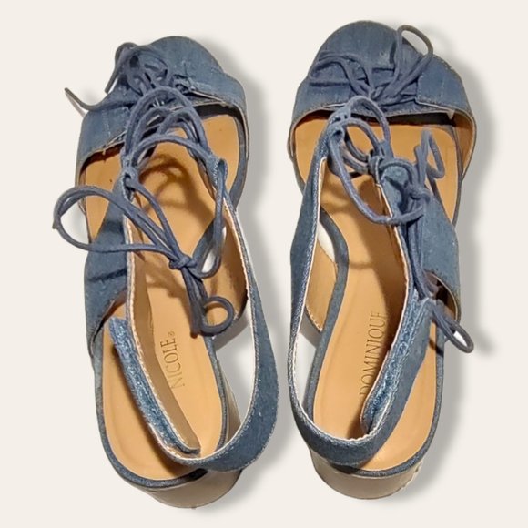 Dominique Nicole blue denim sandals sz 11 NWOT - Picture 3 of 9
